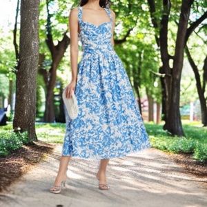 Free The Roses Blue and White Midi Dress, NWT